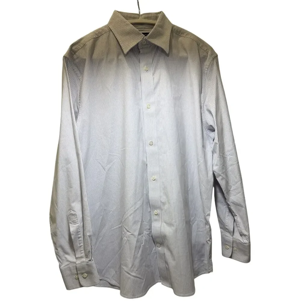 Banana Republic Tailored Slim Fit Dress Shirt Pinstripe L EUC
